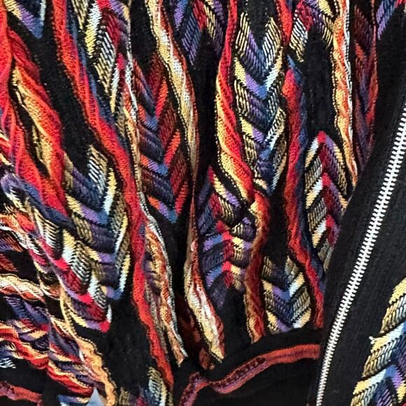 COOGI Sweater Men's 4XL Multicolor 3D Knit Zip Hoodie 100% Mercerized Australia - Picture 7 of 11